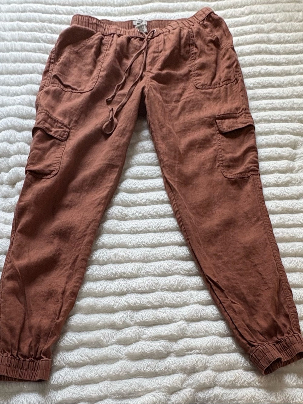 Nicole Miller New York 100% Linen Cargo Jogger Pants - Picture 3 of 8